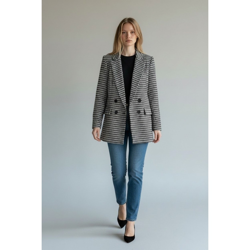 The Limited Black White Houndstooth Blazer Jacket Size Women's M
